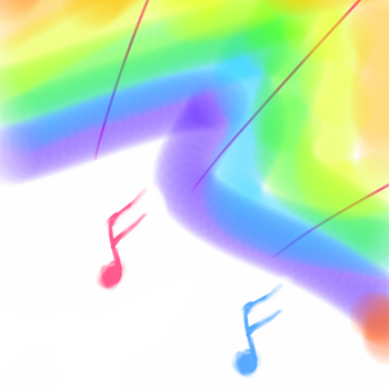 Cheerful drawing of rainbow musical notes